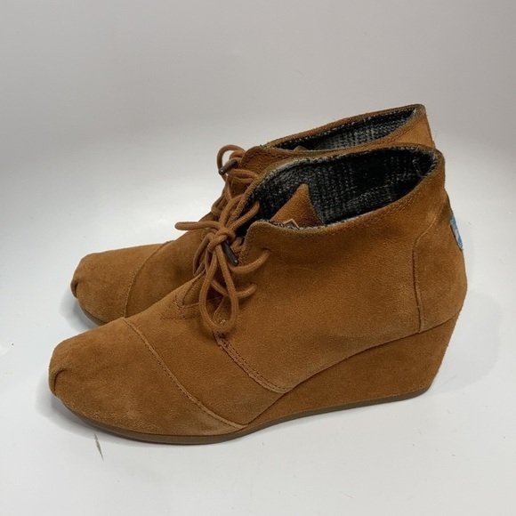 Toms suede desert wedge Booties in chestnut size 8.5 - Picture 5 of 9